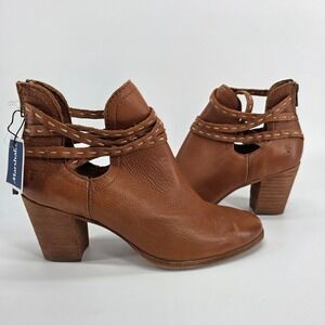 Frye Naomi Pickstitch Shootie Whiskey Leather Ankle Bootie Boot Brown Strappy 10